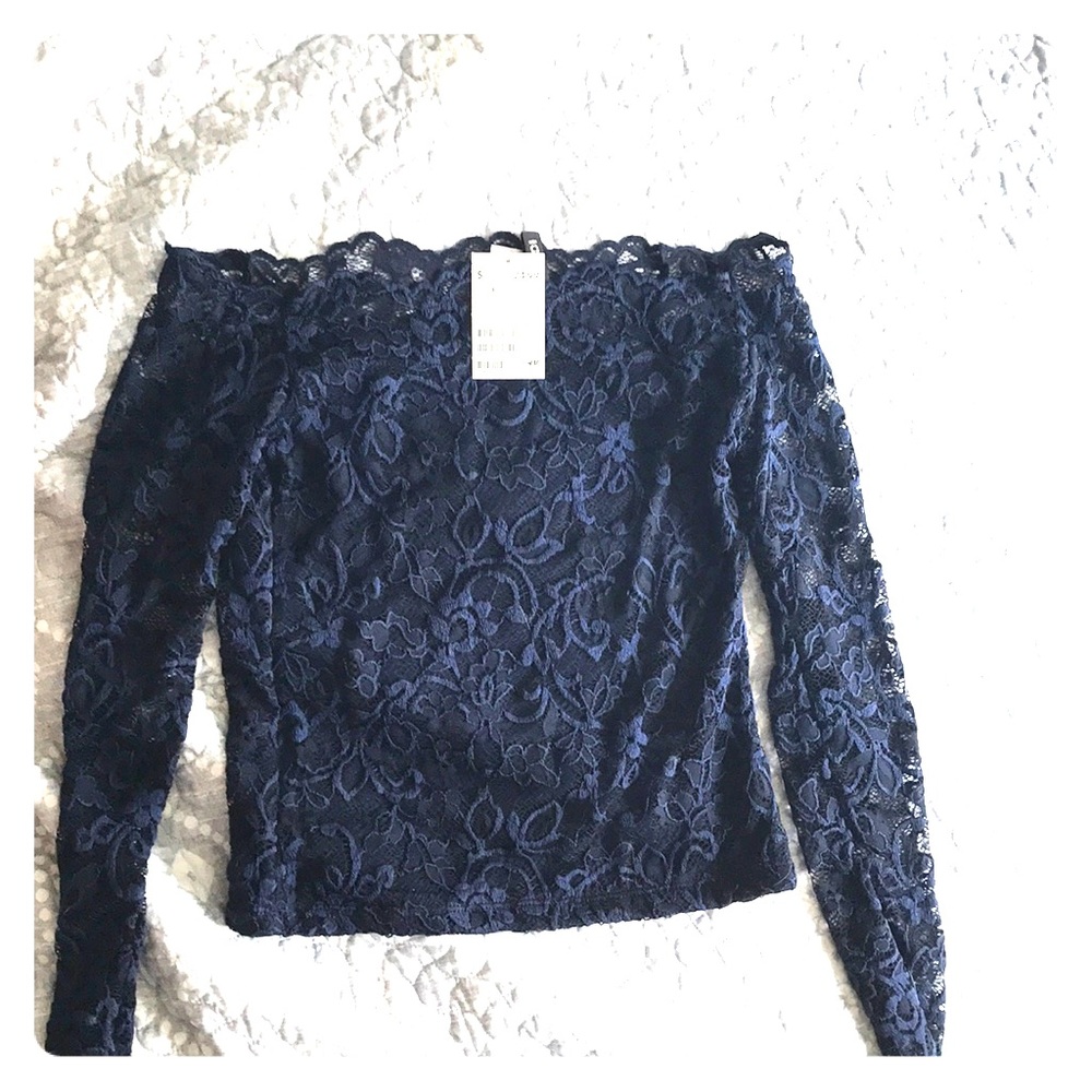 Off the Shoulder H&M Top (S, Navy)